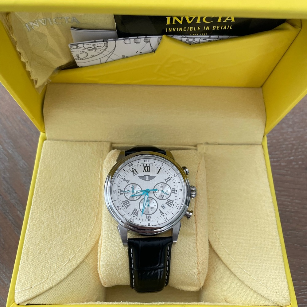 Invicta watch black leather band
